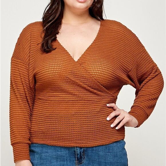 Plus size camel autumn winter sweater knit top‎ - Picture 2 of 8